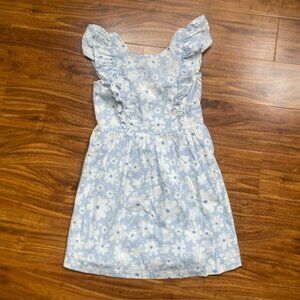 btween Girls Blue White Floral Back Bow Tie Sleeveless Dress Size 12 Coastal